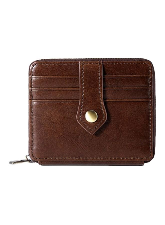 شاربدو محفظة لحمل البطاقات من الجلد وبمشبك بني - Image 1